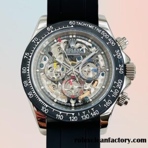 clean Rolex Daytona Men's Mingzhu Engine 116519 Skeleton Dial Hands and Markers Fake